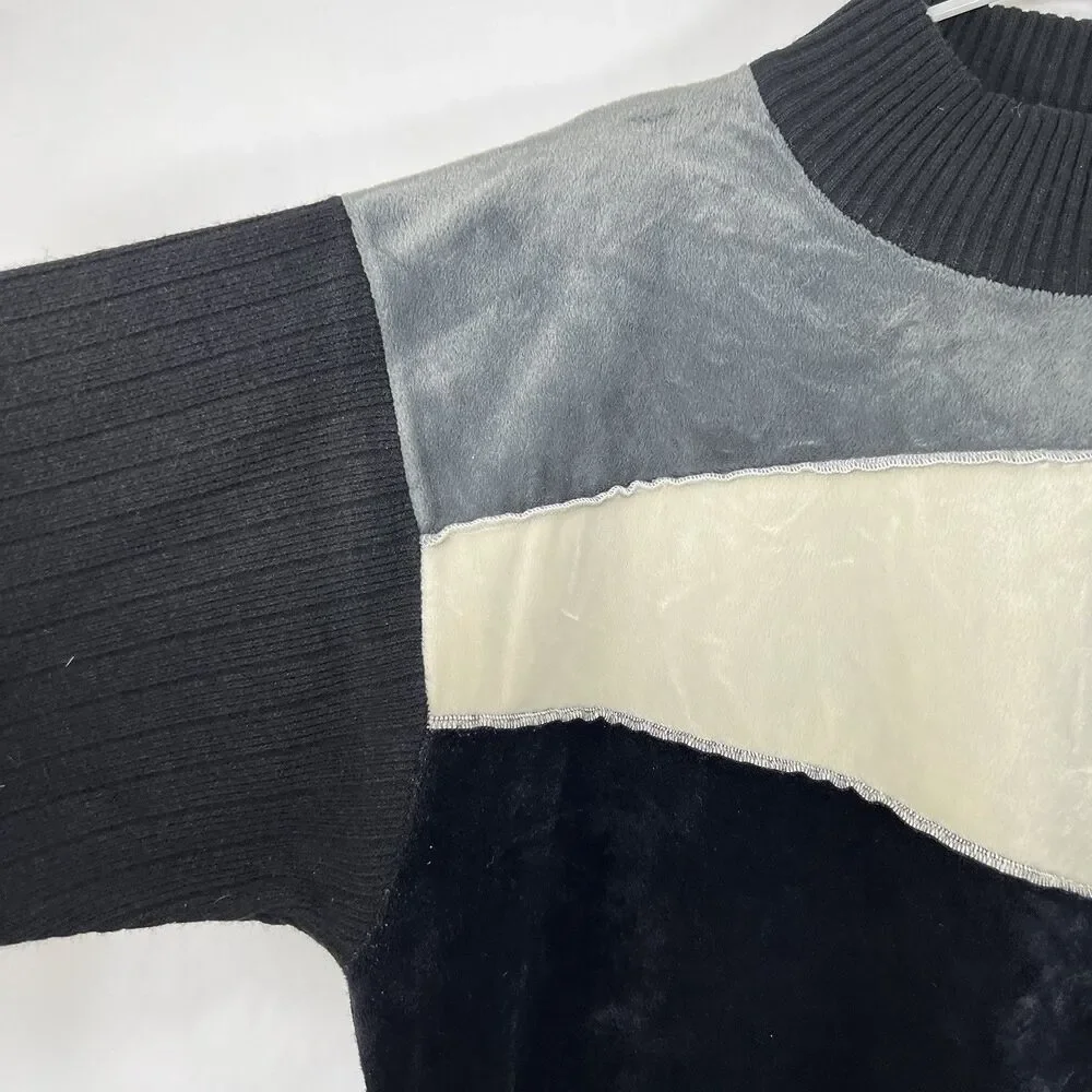 Dodeca Mock Neck Sweater Mens XL Black Beige Geometric Acrylic VTG Y2K Hip Hop
